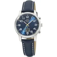 MASTER TIME Funkuhr MTLA-10818-32L, für Damen mit blauem Lederband