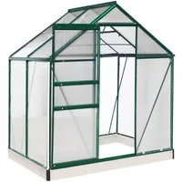 BRAST Gewächshaus Aluminium mit Fundament rostfrei 130x190x195cm, BxTxH: 190 x 130 x 195 cm, wetterfestes hochwertiges Aluminium, Temperaturbeständig, Wärmedämmend, Lichtbrechend & UV-stabilisiert
