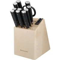 KitchenAid Messerblock Gourmet (11tlg), Messerr japanischer Stahl, Schärfer,Birkenholzblock, inkl. 1 Schere