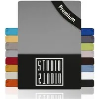 STUDIO Spannbettlaken Premium, 170 g/m², viele Größen, OEKO-TEX 100, Jersey, Gummizug: rundum, (1 Stück), 90x200 - 100x220cm Bettlaken Spannbetttuch bis 35cm Höhe Silber