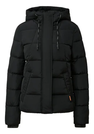 Q/S designed by - Wärmend wattierte Steppjacke mit Kapuze schwarz - Gr. - XL