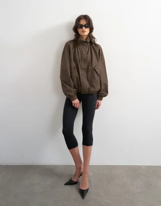 TOPSHOP - TSHIVA TECHY JACKET OTW Chocolate Brown - Gr. - S