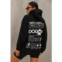 Worldclassca Hoodie Worldclassca Oversized DOG MUM Print Hoodie Kapuzenpullover Sweatshirt Print DOG MUM 100% LOVE WALKING