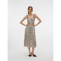 Vero Moda Sommerkleid VMMENNY SL SMOCK CALF DRESS WVN GA Viskose, regular fit, Oberteil gesmokt