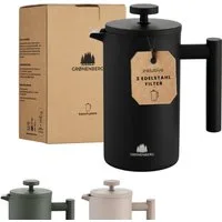 GRØNENBERG French Press Kanne 0,6 oder 1 Liter l Edelstahl Kaffeebereiter mit Thermo Effekt, 0.6l Kaffeekanne, Kaffeepresse inkl. 3 Ersatz-Filter