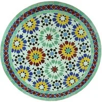 Casa Moro Gartentisch Mediterraner Gartentisch Mosaiktisch Ankabut Ø 60 cm rund (mit Gestell Höhe 73 cm, Bistrotisch Mosaik-Beistelltisch Balkontisch), Handgefertigt, MT2044