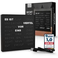 Bada Bing Uhr LED Wortuhr Tischuhr Wanduhr Uhr mit USB Kabel (Matt Schwarz)
