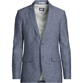 Sakko aus Leinenmix für Herren, Herren, size: regular, Blau, Leinen/Viskose/Baumwoll-Mischung, by Lands' End