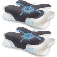 Esun Kopfkissen Orthopädisches Nackenkissen Ergonomisches Memory Foam, Mit Reisetasche, Füllung: 100% Memory Foam, Rückenschlafer, Bauchschlafer, Seitenschlafer, Set, Praktische Reisetasche für Nackenkissen, für Seiten Rücken & Bauchschläfer, Nackenk