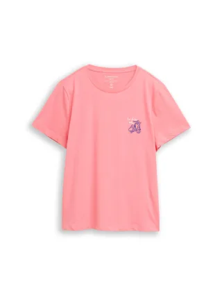 Tom Tailor - T-Shirt mit Print soft fuchsia pink - Gr. - L