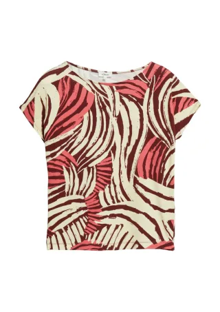 s.Oliver Red Label - T-Shirt mit grafischem Allover-Muster beige/pink/rot - Gr. - 38