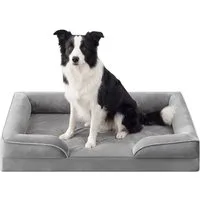 FEANDREA Tierbett Bezug abnehmbar, waschbar, rutschfest, Innenfutter wasserabweisend, Hundebett, erhöhter Rand, Noppenschaumstoff, XL, 104 x 69 x 17 cm