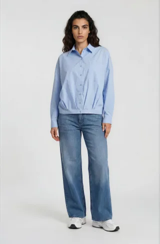 Milano Italy - shirt blouse 1/1 sleeve light blue print - Gr. - 40