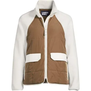 Steppjacke mit Teddy-Ärmeln für Damen in Plus-Größe, Damen, size: plus, Rot, Polyester, by Lands' End