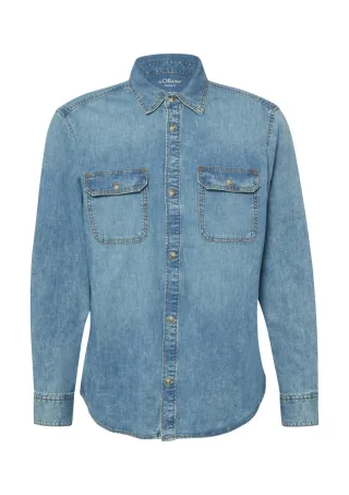 s.Oliver Red Label - Regular Fit: Langarm-Denimhemd aus reiner Baumwolle blau - Gr. - M