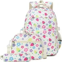 MOPUEA Schulrucksack Schulrucksack Set 3 tlg Leicht Atmungsaktiv mit Federmappe&Lunchtasche