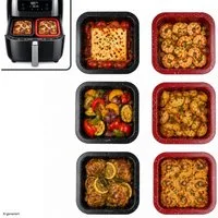 MamboCat Auflaufform 4er Set Cina Backform quadratisch 12x12cm Airfryer Backofen Auflauf, Stahl