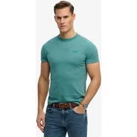 Superdry Rundhalsshirt ESSENTIAL LOGO EMB TEE aus Baumwolle und Single Jersey, Slim Fit, Kurzarm, hüftlang