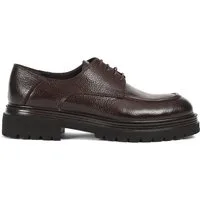 Celal Gültekin Plateau Schnürschuh Profilsohle Apron-Naht Herren Schnürschuh Narbenleder, Echtleder-Futter & Decksohle, Braun, 40