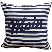 Ammerkind Dekokissen Maritime Kissenhülle *Moin* blau/weiß gestreift, 100% Handarbeit
