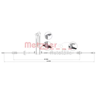 Metzger Handbremsseil hinten links Ford Transit V363