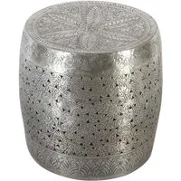 Casa Moro Beistelltisch Orientalischer Tisch Hocker Silber Zarifa Ø 38cm Aluminium gehämmert (1 Tisch), runder Sofatisch marokkanischer Stil, ein Couchtisch TSV7000