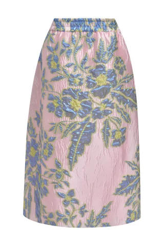 Milano Italy - midi skirt w elastic waist rosã© print - Gr. - 38