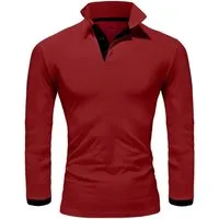 REPUBLIX Poloshirt LEX Herren Basic Langarm Kontrast Polo Hemd
