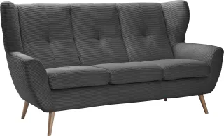 exxpo - sofa fashion 3-Sitzer "ALVESTA, Loungesofa, Küchensofa, hoher Sitzkomfort, Ohrenbackensofa" gemütliche Rückenlehne, mit Knopfheftung und hohen Holzfüßen, in Cord