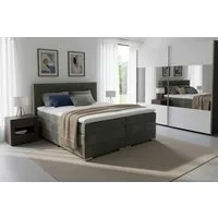 Home affaire Boxspringbett Romeo, Doppel- & Polsterbett, Federkernbett, Komfortbett, 160, 180 cm, inkl. 6 cm Topper, zwei Bettkästen, Taschen-Federkernmatratze in H4