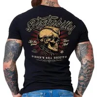 GASOLINE BANDIT® T-Shirt für Rockabilly Fans: Rock'n Roll Society, Aufdruck Rückseite