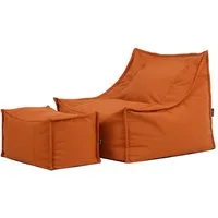 icon Sitzsack Erwachsene Outdoor Sessel und Fußhocker aus Olefin „Alto" (Spar-Set, 1 x Sitzsack-Sessel, 1 x Fußhocker), Sitzsack XXL, Made in Germany, für Erwachsene & Kinder, mit Füllung
