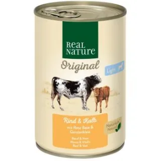 REAL NATURE Light Nassfutter Hund, Adult, Rind und Kalb 12x400 g