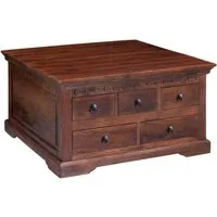 Massivmoebel24 Couchtisch OXFORD (Massivholz, Massivholztisch), Couchtisch Akazie 90x90x50 nougat lackiert OXFORD #320