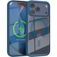 EAZY CASE Handyhülle Transparente Hülle mit MagSafe iPhone 17 Pro Max 6,9 Zoll, Silikon Handyhülle, Schutzhülle mit Kameraschutz, Etui magnetisch Blau