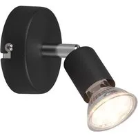 Reality Leuchten LED Wandstrahler, LED wechselbar, Warmweiß, innen, kleine Wandlampe schwenkbar Schwarz, Treppenhaus & Bett Ø 8cm
