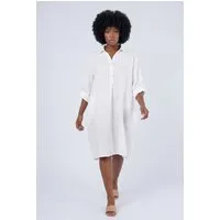YC Fashion & Style Blusenkleid Leinen-Tunika Oversized One Size in Unifarbe