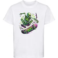 MyDesign24 T-Shirt Kinder Print Shirt Springender Skelett Skateboarder Bedrucktes Jungen und Mädchen Skater T-Shirt i538