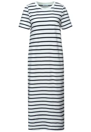 Street One - T-Shirt-Kleid in Midi-Länge blau/weiß - Gr. - 40