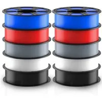 Geeetech Filament 3D Drucker PLA Filament 1,75mm 10KG Set 10 Farben, Hohe Maßgenauigkeit & Zähigkeit 3D-Druckmaterialien