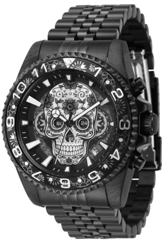 Invicta Pro Diver 43753 Herrenuhr - Quarzwerk - Edelstahl mit schwarzem Zifferblatt - 43 mm