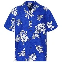 Pacific Legend Hawaiihemd "Hibiscus Royale" Herren Kurzarm Baumwolle Kokosknöpfe Original Hawaii