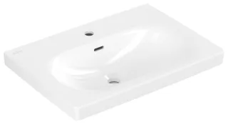 Villeroy & Boch Waschbecken Skyla 5A5165 650x460mm Rechteck, 1 Hahnloch mit Überlauf Weiss Alpin 5A516501