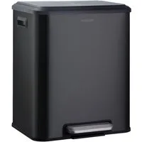 Karat Mülleimer Jack 30 L Fassungsvermögen, 2-fach Mülltrennung, Fußpedal & Soft-Close, 41,5 x 33 x 49,5 cm, Herausnehmbare Inneneimer mit Henkeln, Edelstahl