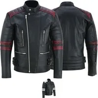 German Wear Lederjacke GW424J Biker Lederjacke Oldschool Vintag Retro Jacke mit Protektoren