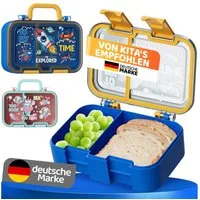 Bundviel Lunchbox Brotdose Kinder mit Fächern Bento Box Auslaufsicher Lunchbox, PP+ABS, (mit 100ml Edelstahl-Dippschale, Kindergarten und Schule - Mädchen und Jungen, Vesperbox, Snackbox)
