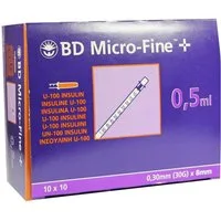 Becton Dickinson Feindosierspritze BD Micro-Fine+ Insulinspritze 0,5 ml U100 0,30x8mm, (Spar-Set, 29G, Weltweiter Bestseller, 100-St., Diabetesmanagement), Schmerzarme Insulininjektion, Blutzuckerüberwachung