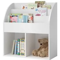 Bellabino Kinderregal Koro mit offenen Fächern, weiß, Bücherregal, Spielzeugaufbewahrung, 3 Fächer für Bücher, 2 Fächer für zusätzlichen Stauraum