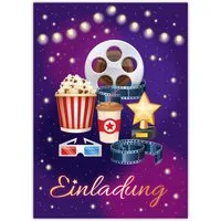 JUNAPACK Einladungskarten Kino Party zum Kindergeburtstag Einladungen Cinema Karten Theater, Einladungen zum Geburtstag Kino Abend Theater für Kinder