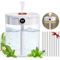 MOPUEA Luftbefeuchter Luftbefeuchter 2L Kaltnebel 26dB Doppeldüsen 14 Stunden, 673961122 l Wassertank, 26dB Schlafmodus 2L Tank Doppeldüsen Echtzeit Sensor BPA Frei